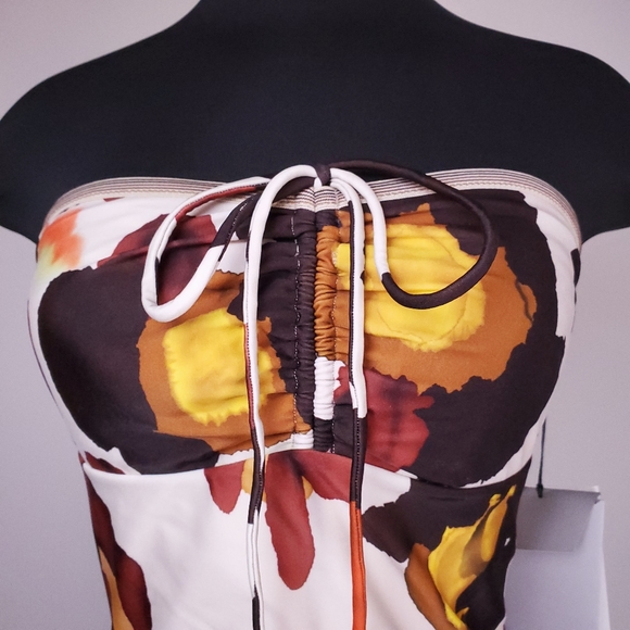NWT CHRIS BENZ strapless mod print swimsuit - Picture 4 of 7